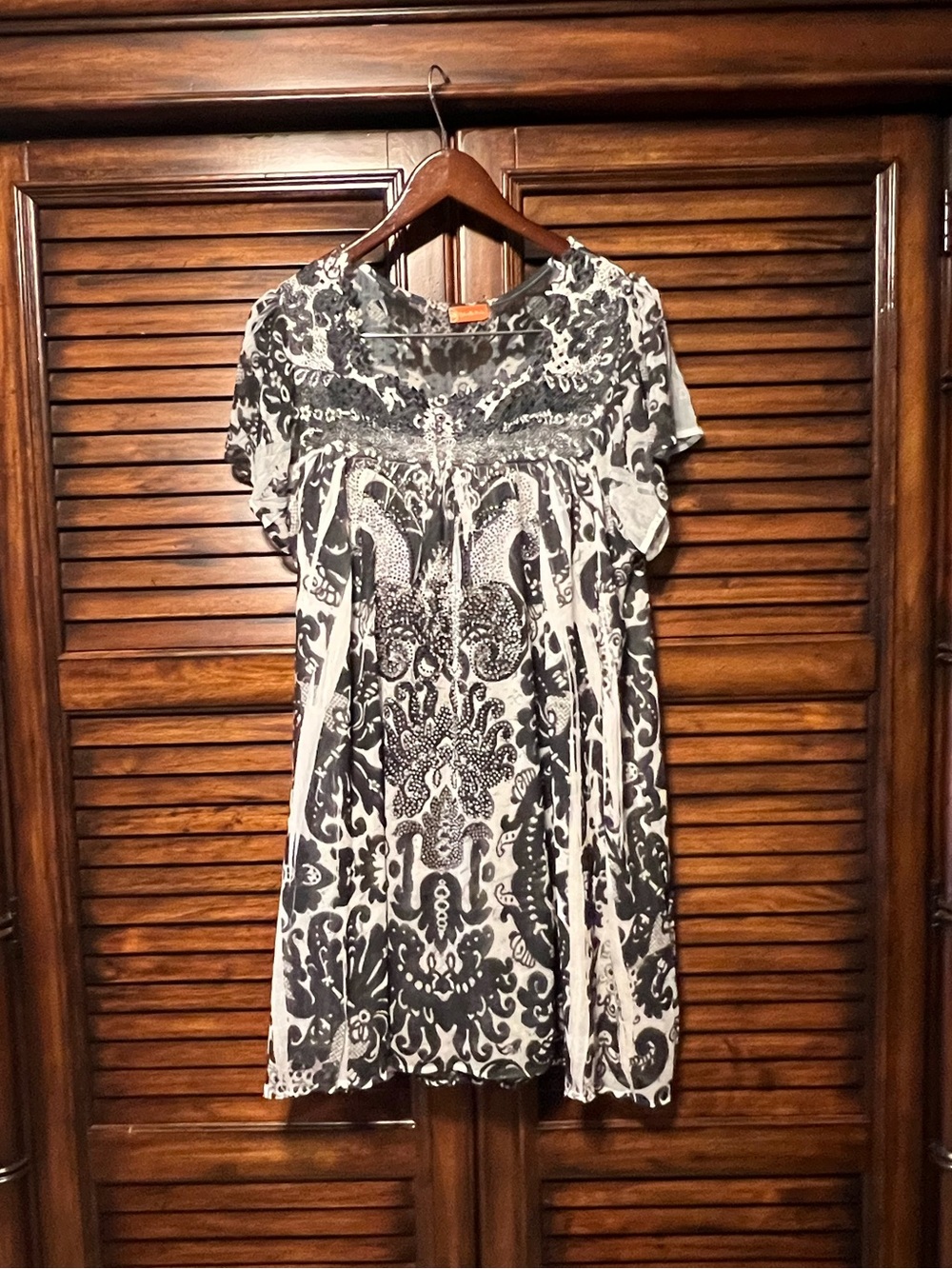 Gabriella Rocha Y2K Rhinestone Babydoll Tunic Dress Petite 2P
